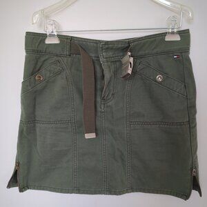 Tommy Jeans Military Green Mini Skirt With Belt Y2K Size 7/US S, Vintage
